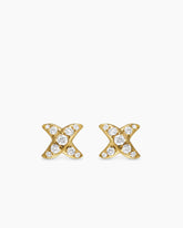 Crossover X Stud Earrings in 18K Yellow Gold with Diamonds, 6mm